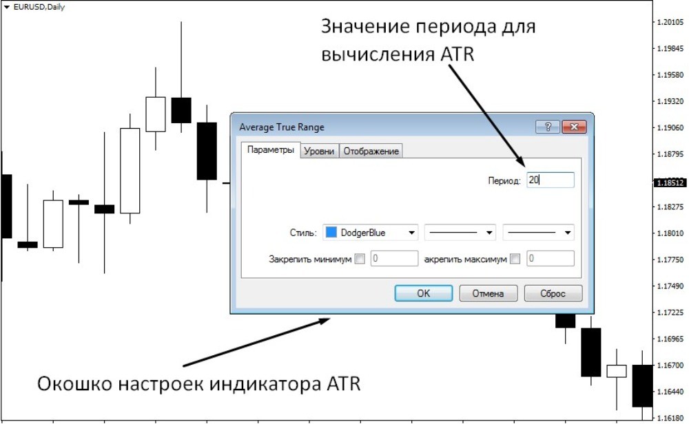 Окно настроек ATR